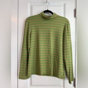Saint James Oural Striped Turtleneck Shirt Green And Tan Size 8US